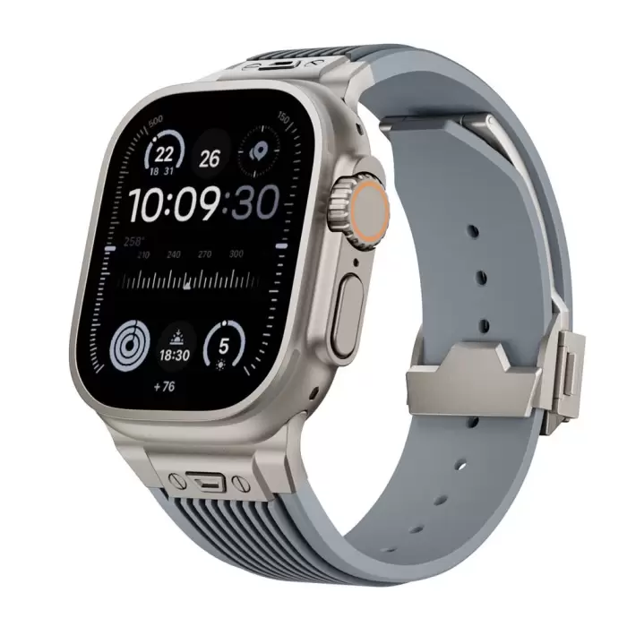 Apple Watch Ultra 49mm Lopard KRD-113 Spor Görünümlü Silikon Kordon