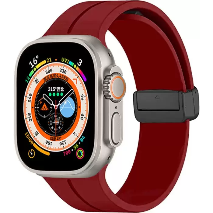 Apple Watch Ultra 49mm Lopard KRD-84 Magnetic Tokalı A+ Kalite Sport Silikon Kordon