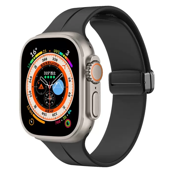 Apple Watch Ultra 49mm  KRD-84 Magnetic Tokalı A+ Kalite Sport Silikon Kordon