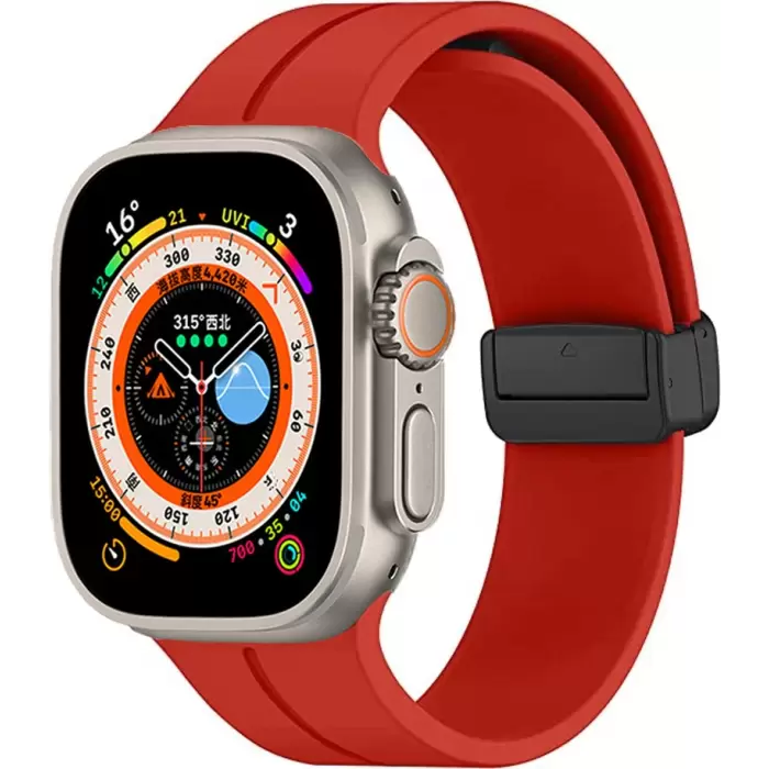 Apple Watch Ultra 49mm  KRD-84 Magnetic Tokalı A+ Kalite Sport Silikon Kordon