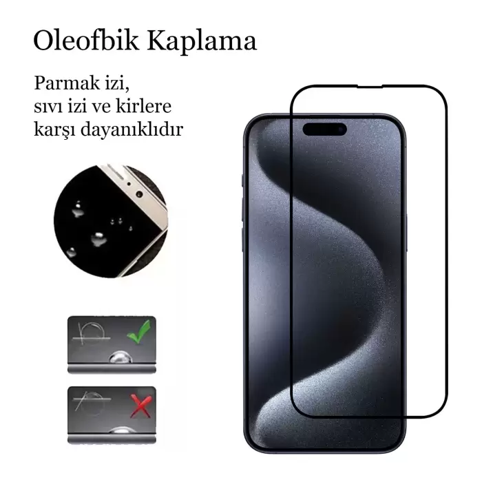 iPhone 15 Pro Kırılmaz Cam 5d Tam Kaplayan 9h Temperli Ekran Koruyucu