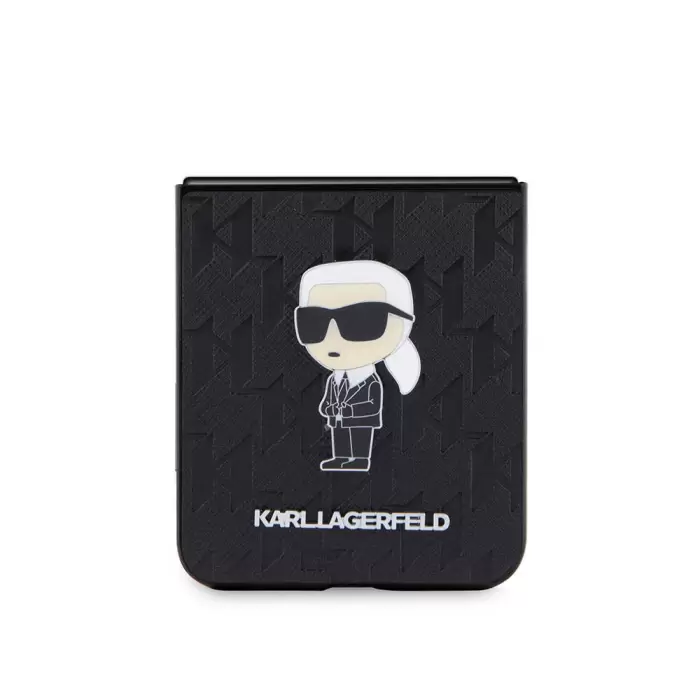 Galaxy Z Flip 5 Kılıf Karl Lagerfeld Orjinal Lisanslı Kl Desenli Karl İkonik Saffiano Kapak