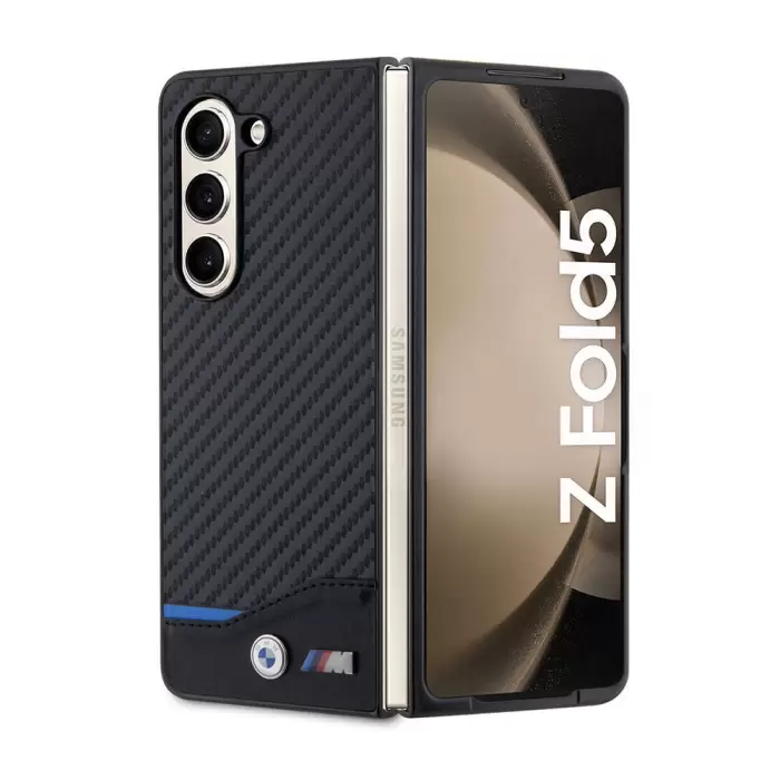 Galaxy Z Fold 5 Kılıf Bmw Orjinal Lisanslı M Logolu Pu Karbon Kapak