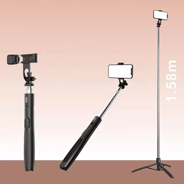 Go Des Gd-st81 Çok Fonksiyonlu 6 Kademeli Teleskopik Tripod Stand Özellikli Bluetooth Selfie Çubuğu