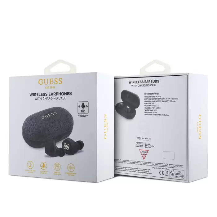 Guess Lisanslı Klasik Metal Yazı Logolu Tws Kulak İçi Bluetooth Kulaklık