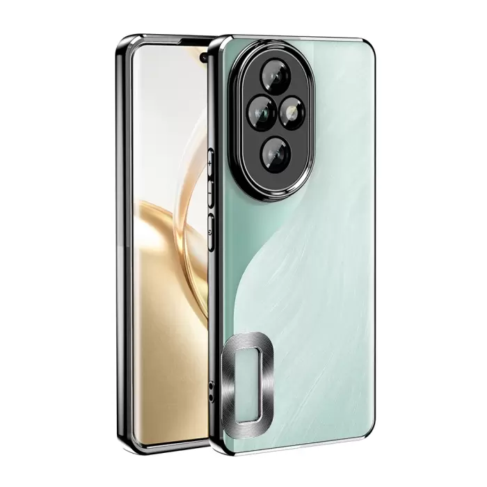 Honor 200 Kamera Lens Korumalı Şeffaf Renkli Logo Gösteren Omega Kapak
