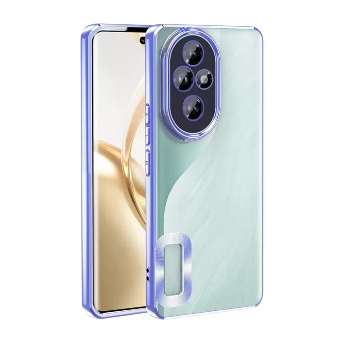 Honor 200 Kamera Lens Korumalı Şeffaf Renkli Logo Gösteren Omega Kapak