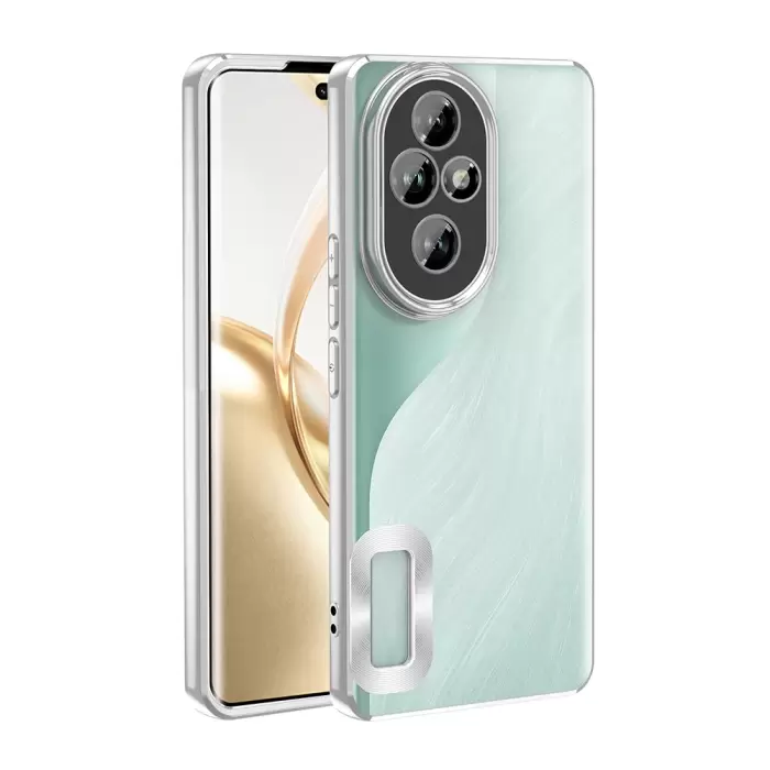 Honor 200 Kamera Lens Korumalı Şeffaf Renkli Logo Gösteren Omega Kapak