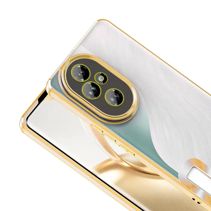 Honor 200 Kamera Lens Korumalı Şeffaf Renkli Logo Gösteren Omega Kapak