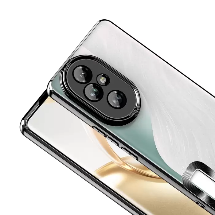 Honor 200 Kamera Lens Korumalı Şeffaf Renkli Logo Gösteren Omega Kapak
