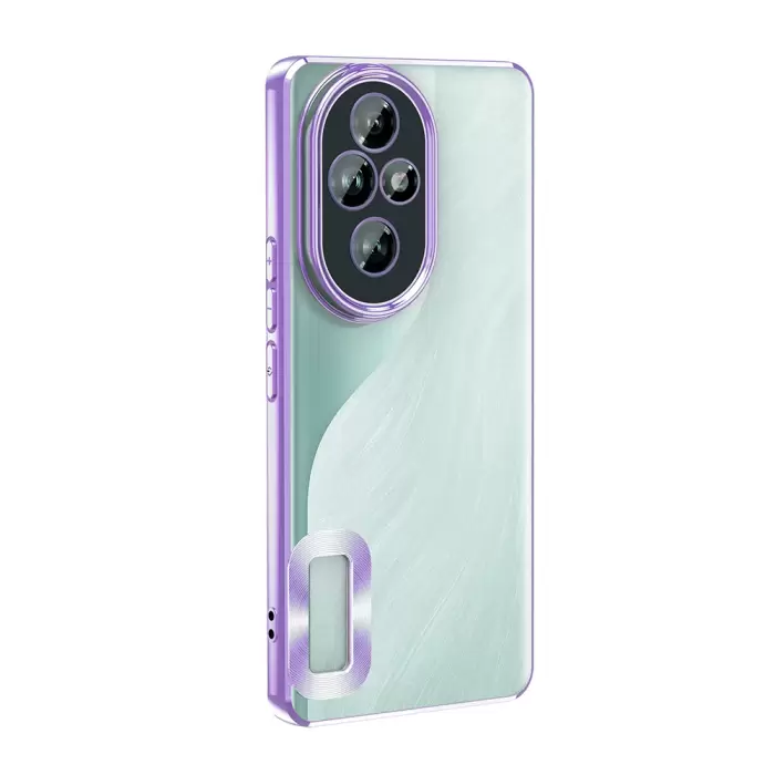 Honor 200 Kamera Lens Korumalı Şeffaf Renkli Logo Gösteren Omega Kapak
