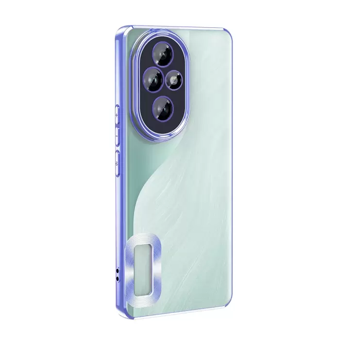 Honor 200 Kamera Lens Korumalı Şeffaf Renkli Logo Gösteren Omega Kapak