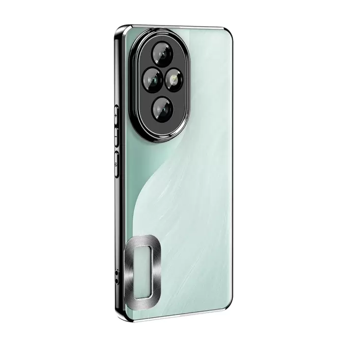 Honor 200 Kamera Lens Korumalı Şeffaf Renkli Logo Gösteren Omega Kapak