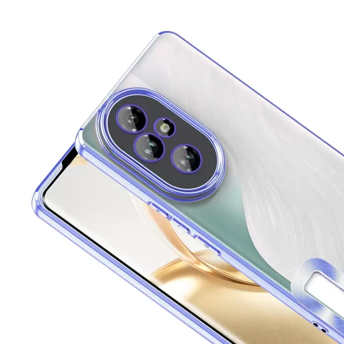 Honor 200 Kamera Lens Korumalı Şeffaf Renkli Logo Gösteren Omega Kapak
