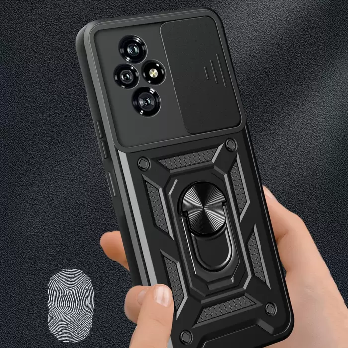 Honor 200 Kılıf Magnetik Standlı Kamera Korumalı Lopard Sürgülü Kamera Korumalı Yüzüklü Tasarım Armor Vega