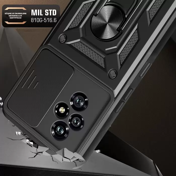 Honor 200 Kılıf Magnetik Standlı Kamera Korumalı Lopard Sürgülü Kamera Korumalı Yüzüklü Tasarım Armor Vega