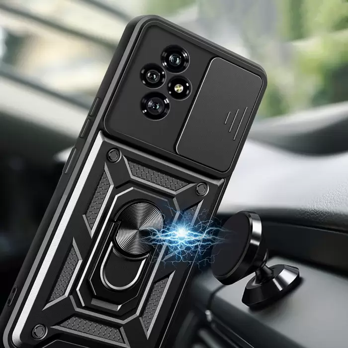 Honor 200 Kılıf Magnetik Standlı Kamera Korumalı Lopard Sürgülü Kamera Korumalı Yüzüklü Tasarım Armor Vega