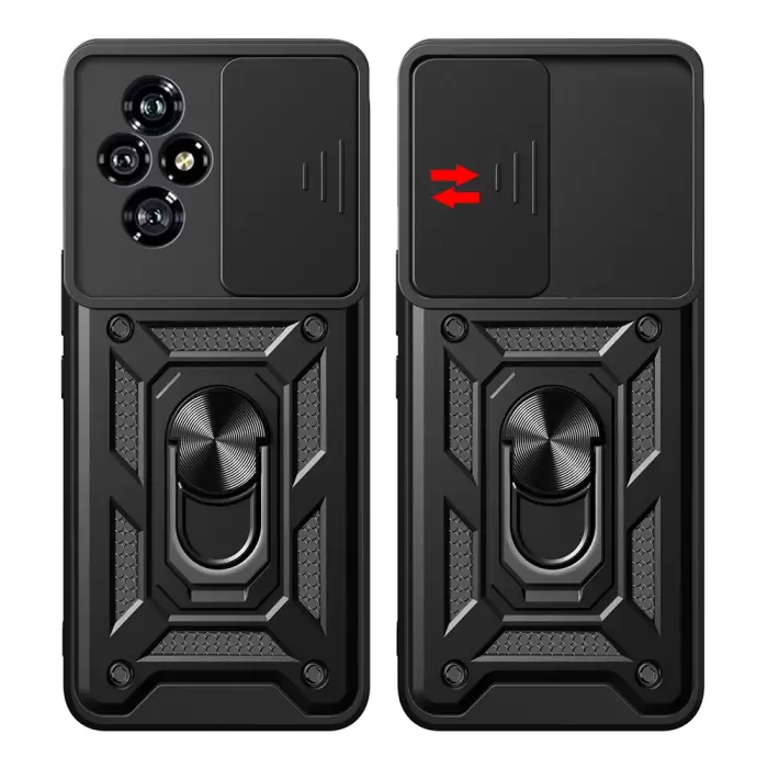 Honor 200 Kılıf Magnetik Standlı Kamera Korumalı Lopard Sürgülü Kamera Korumalı Yüzüklü Tasarım Armor Vega