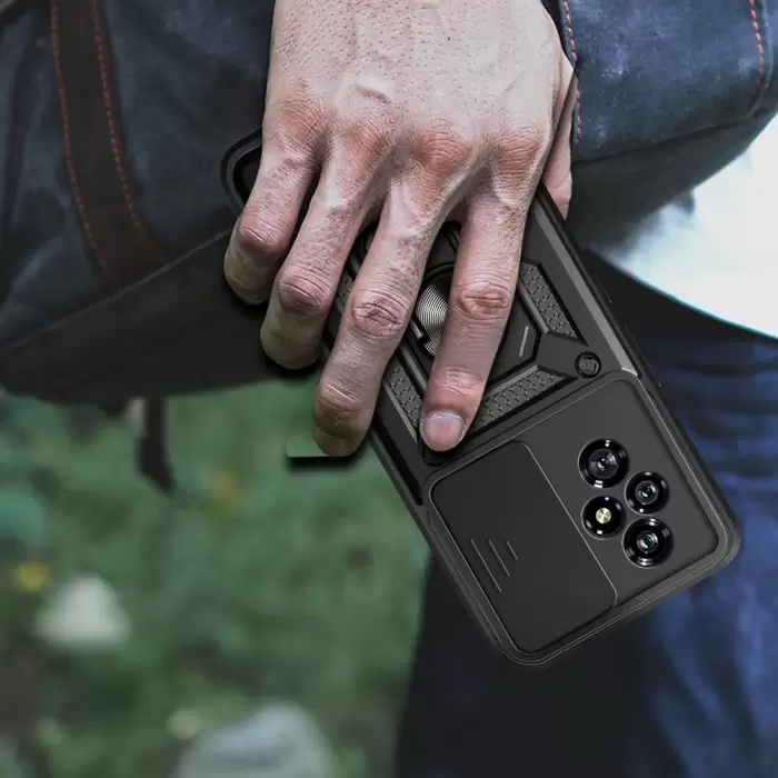Honor 200 Kılıf Magnetik Standlı Kamera Korumalı Lopard Sürgülü Kamera Korumalı Yüzüklü Tasarım Armor Vega