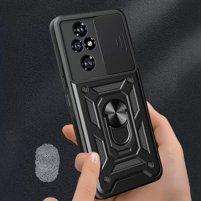 Honor 200 Pro Kılıf Magnetik Standlı Kamera Korumalı Lopard Sürgülü Kamera Korumalı Yüzüklü Tasarım Armor Vega