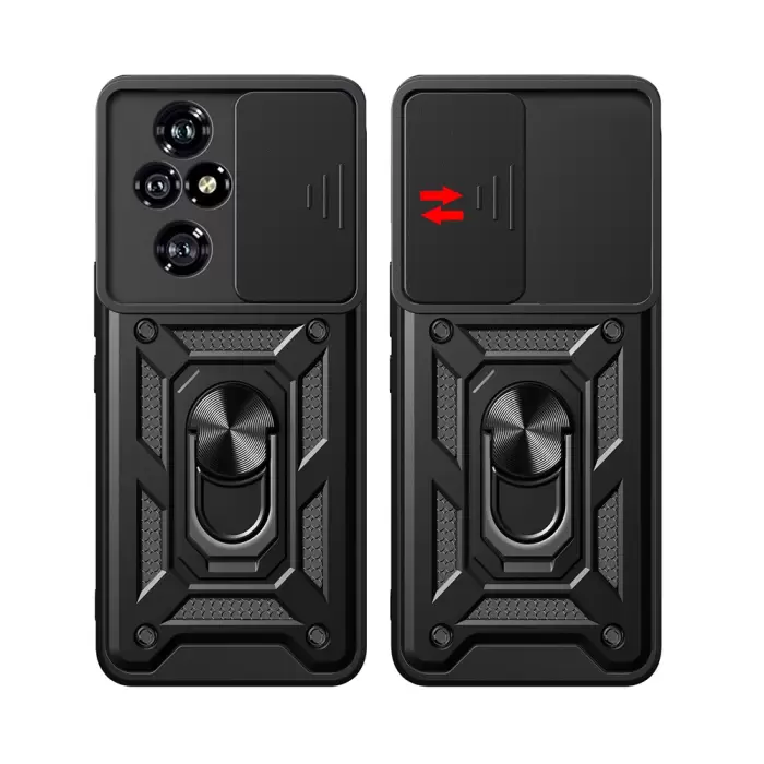 Honor 200 Pro Kılıf Magnetik Standlı Kamera Korumalı Lopard Sürgülü Kamera Korumalı Yüzüklü Tasarım Armor Vega