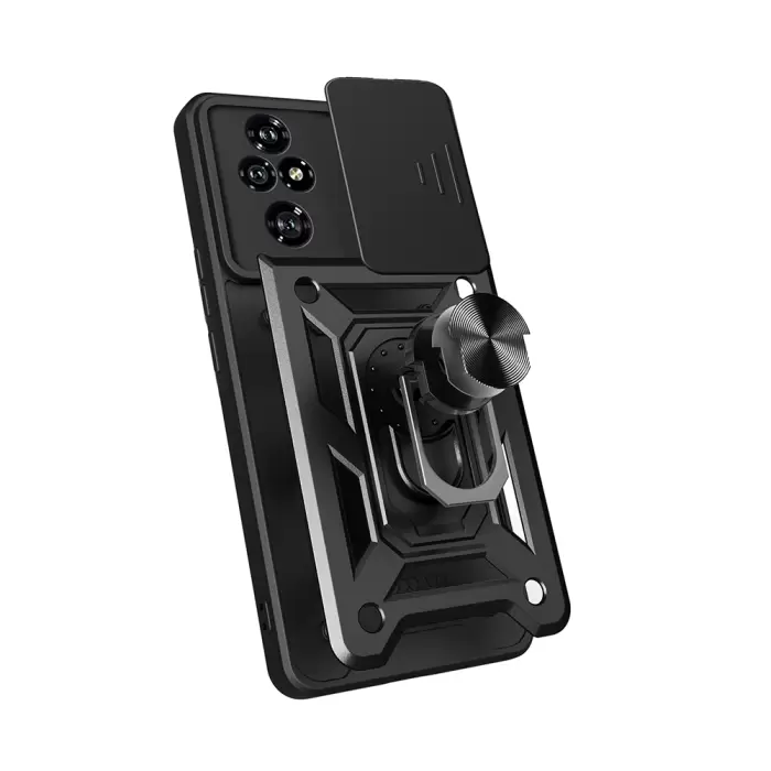 Honor 200 Pro Kılıf Magnetik Standlı Kamera Korumalı Lopard Sürgülü Kamera Korumalı Yüzüklü Tasarım Armor Vega