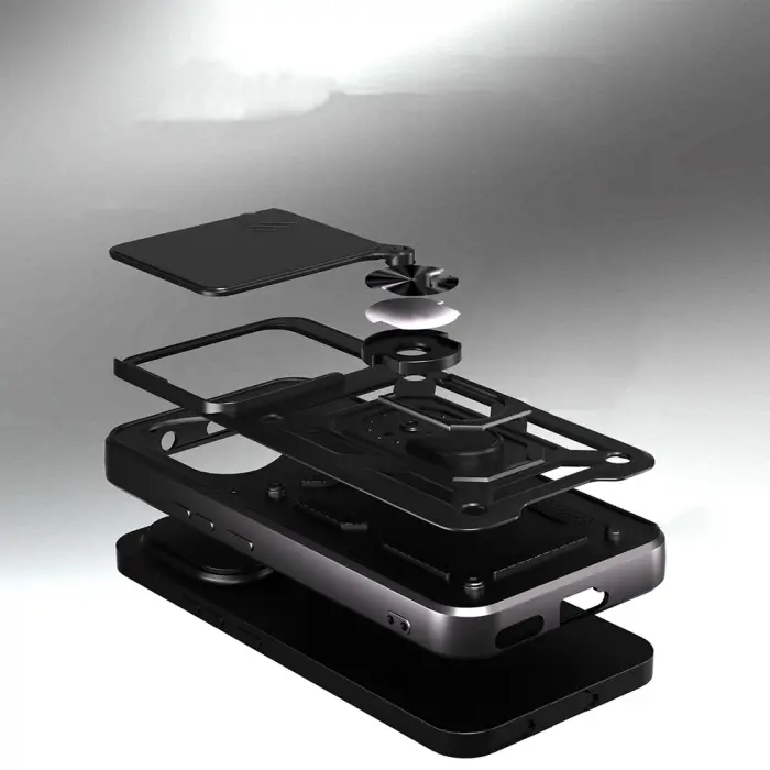 Honor 400 Kılıf Magnetik Standlı Kamera Korumalı Lopard Sürgülü Kamera Korumalı Yüzüklü Tasarım Armor Vega