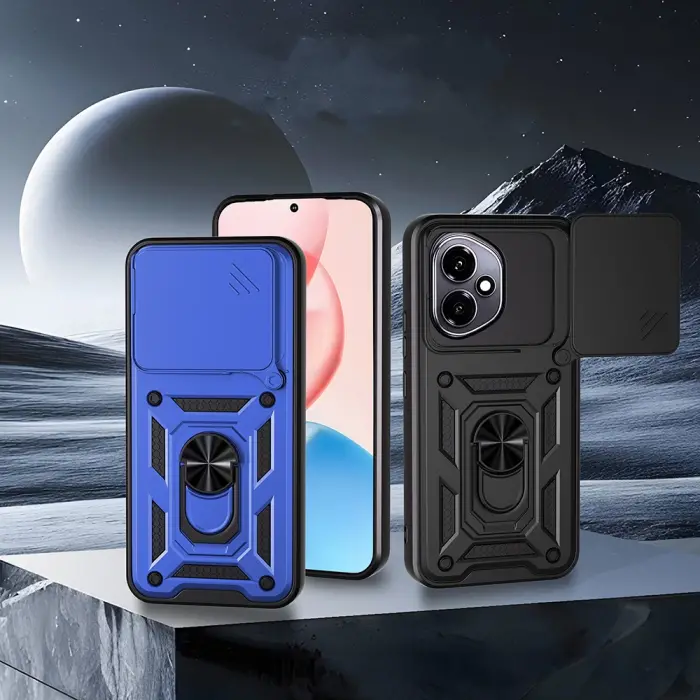 Honor 400 Kılıf Magnetik Standlı Kamera Korumalı Lopard Sürgülü Kamera Korumalı Yüzüklü Tasarım Armor Vega