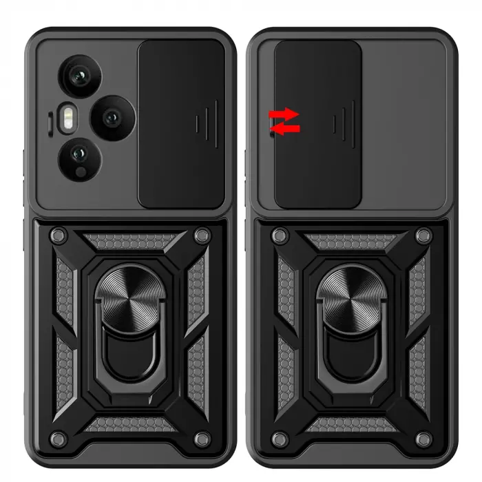 Honor 400 Pro Kılıf Magnetik Standlı Kamera Korumalı Lopard Sürgülü Kamera Korumalı Yüzüklü Tasarım Armor Vega