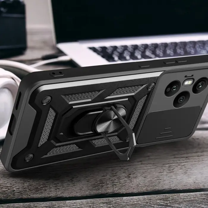 Honor 400 Pro Kılıf Magnetik Standlı Kamera Korumalı Lopard Sürgülü Kamera Korumalı Yüzüklü Tasarım Armor Vega