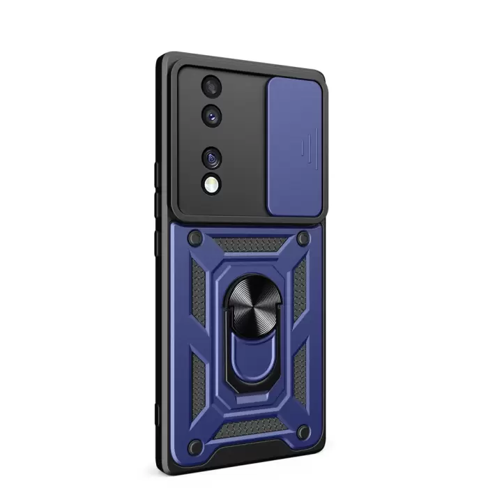 Honor 70 Kılıf Magnetik Standlı Kamera Korumalı Lopard Sürgülü Kamera Korumalı Yüzüklü Tasarım Armor Vega