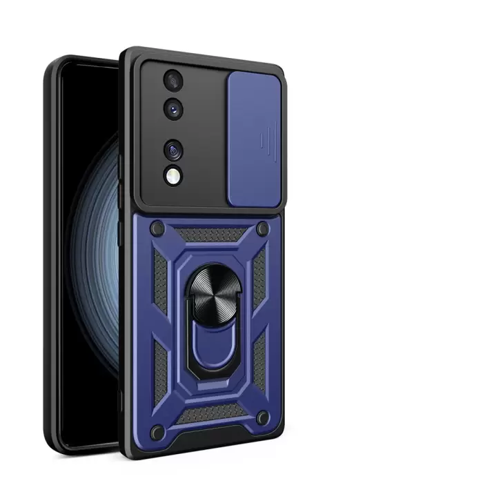Honor 70 Kılıf Magnetik Standlı Kamera Korumalı Lopard Sürgülü Kamera Korumalı Yüzüklü Tasarım Armor Vega
