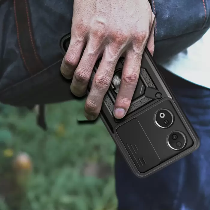 Honor 90 Kılıf Magnetik Standlı Kamera Korumalı Lopard Sürgülü Kamera Korumalı Yüzüklü Tasarım Armor Vega