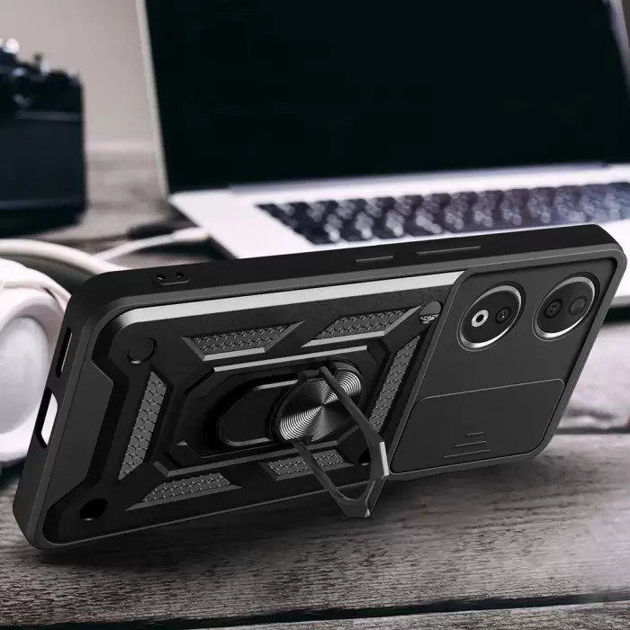 Honor 90 Kılıf Magnetik Standlı Kamera Korumalı Lopard Sürgülü Kamera Korumalı Yüzüklü Tasarım Armor Vega