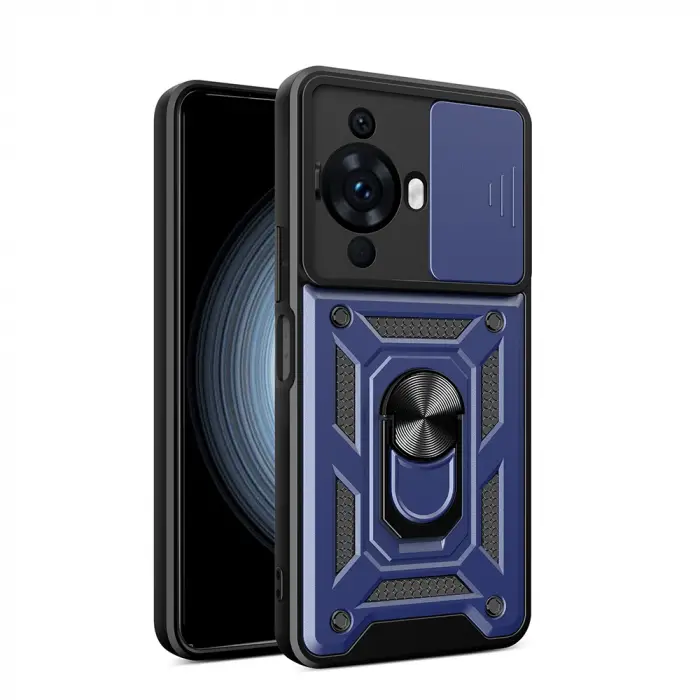 Huawei Nova 12s Kılıf Magnetik Standlı Kamera Korumalı Lopard Sürgülü Kamera Korumalı Yüzüklü Tasarım Armor Vega