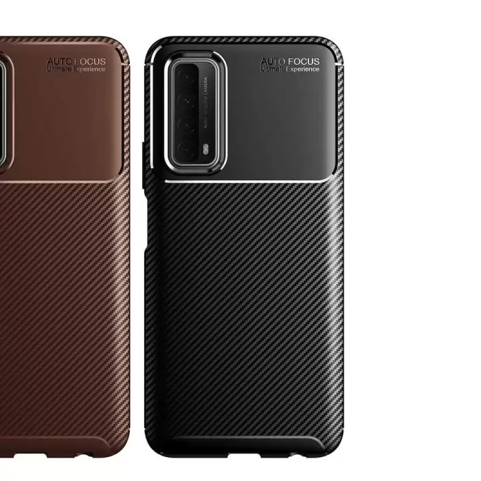 Huawei P Smart 2021 Kılıf Lopard Kamera Korumalı Karbon Desenli Negro Kapak Orijinal Yüzey Kılıf
