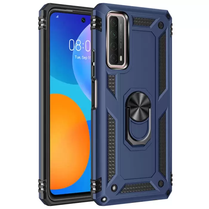 Huawei P Smart 2021 Kılıf Lopard Kamera Korumalı Sürgülü Yüzüklü Orjinal Tasarım Armor Vega