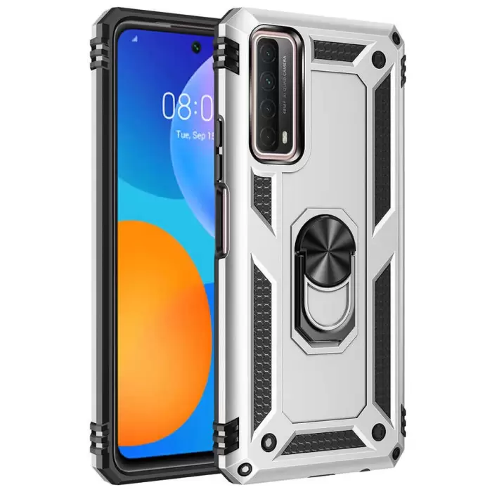 Huawei P Smart 2021 Kılıf Lopard Kamera Korumalı Sürgülü Yüzüklü Orjinal Tasarım Armor Vega