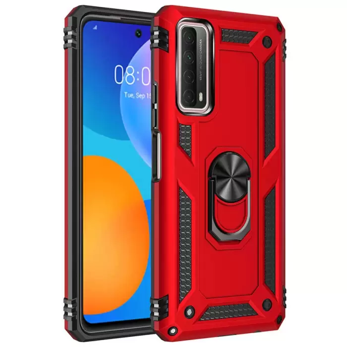Huawei P Smart 2021 Kılıf Lopard Kamera Korumalı Sürgülü Yüzüklü Orjinal Tasarım Armor Vega