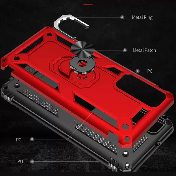Huawei P Smart 2021 Kılıf Lopard Kamera Korumalı Sürgülü Yüzüklü Orjinal Tasarım Armor Vega