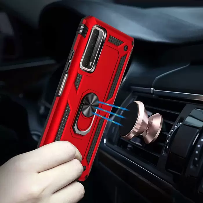 Huawei P Smart 2021 Kılıf Lopard Kamera Korumalı Sürgülü Yüzüklü Orjinal Tasarım Armor Vega