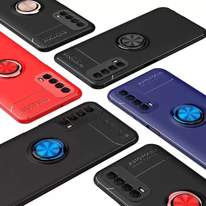 Huawei P Smart 2021 Kılıf Lopard Kamera Korumalı Yüzüklü Standlı Koruyucu Orjinal Kalite Ravel