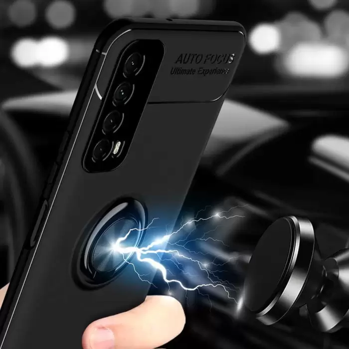 Huawei P Smart 2021 Kılıf Lopard Kamera Korumalı Yüzüklü Standlı Koruyucu Orjinal Kalite Ravel