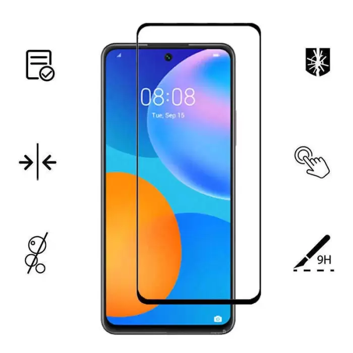 Huawei P Smart 2021 Lopard Kenarları Kırılmaya Dayanıklı Cam Ekran Koruyucu