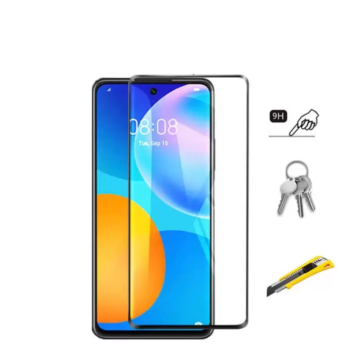 Huawei P Smart 2021 Lopard Kenarları Kırılmaya Dayanıklı Cam Ekran Koruyucu