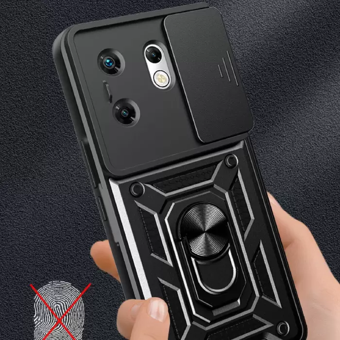 İnfinix Zero 30 4G  Kılıf Magnetik Standlı Kamera Korumalı  Sürgülü Kamera Korumalı Sürgülü Yüzüklü Tasarım Armor Vega