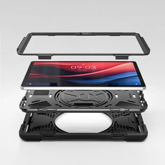 Lenovo Tab M11 Tb-330fu Uyumlu Tablet Silikon Tank Military Ultra Koruma Standlı Defender
