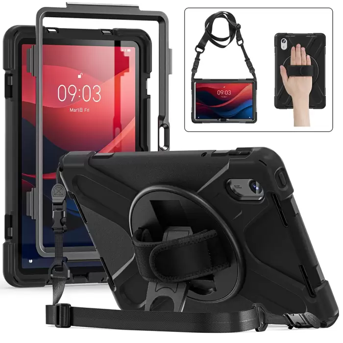 Lenovo Tab M11 Tb-330fu Uyumlu Tablet Silikon Tank Military Ultra Koruma Standlı Defender