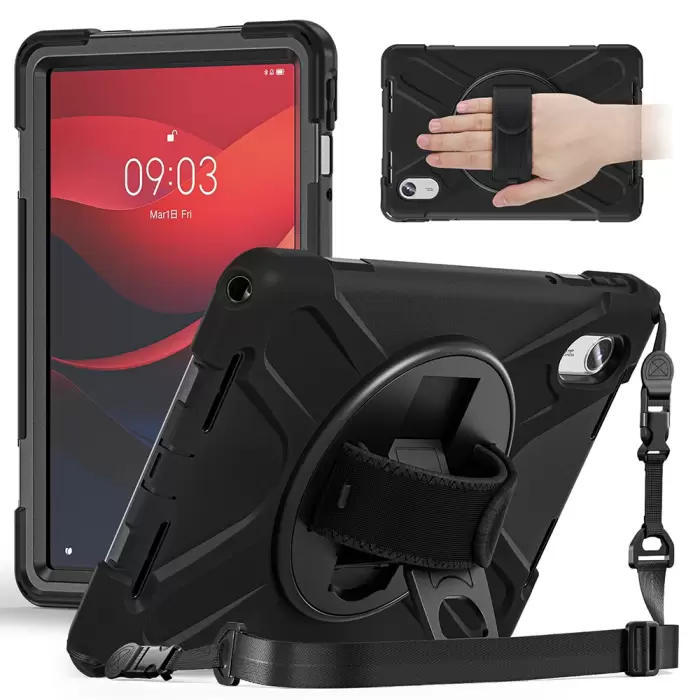 Lenovo Tab M11 Tb-330fu Uyumlu Tablet Silikon Tank Military Ultra Koruma Standlı Defender