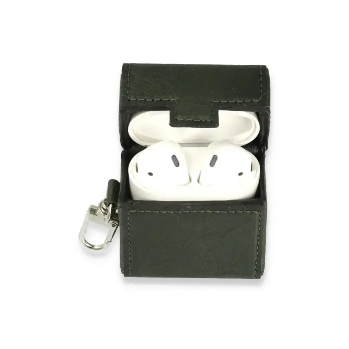 Lopard Airpods 2 (2.nesil) Deri Kılıf - Haki Yeşil